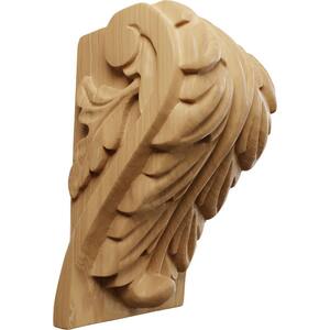 3-1/4 in. x 3-3/4 in. x 6 in. Unfinished Wood Cherry Large Acanthus Leaf Block Corbel