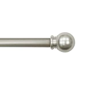 84 in. - 120 in. Adjustable Single Curtain Rod 5/8 in. Dia. in Silver with Ball finials
