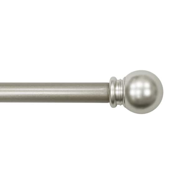 Lumi 84 in. - 120 in. Adjustable Single Curtain Rod 5/8 in. Dia. in Silver with Ball finials
