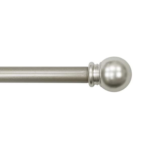 Lumi Home Furnishings 48 in. - 84 in. Adjustable Single Curtain Rod 5/8 in. Dia. in Silver with Ball finials