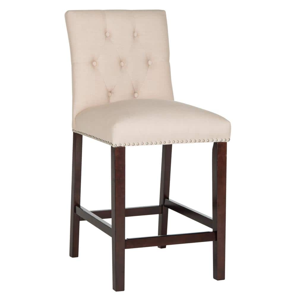 Norah Beige Wood and Metal Counter Stools, Set of 2