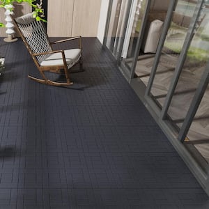 Dark Gray DIY 1 ft. x 1 ft. All-Weather Plastic Outdoor Interlocking Deck Tiles, Garage Floor Tiles(44-Pack)