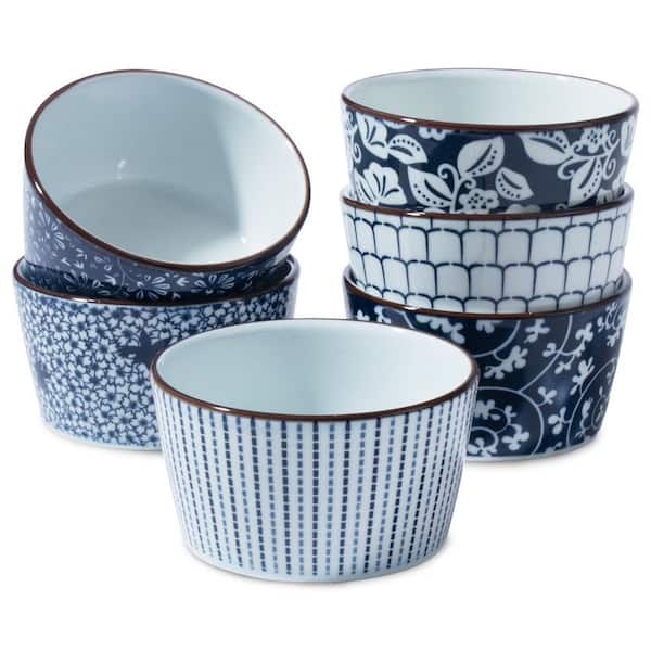 6-Piece Round Porcelain Ramekin Set Oven Safe for Baking Souffle, Creme Brulee, Pudding, Dipping Sauce
