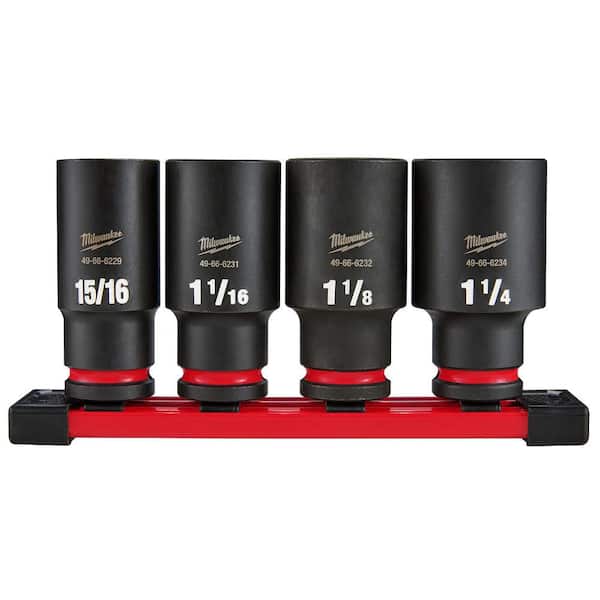 4PC SHOCKWAVE Impact Duty 1/2 in Drive SAE Deep 6 Point Socket Set