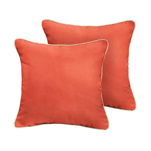 Throw Pillow Sunbrella Fabric w/ UV-Protection and Fade Resistant Orange 2-Pack