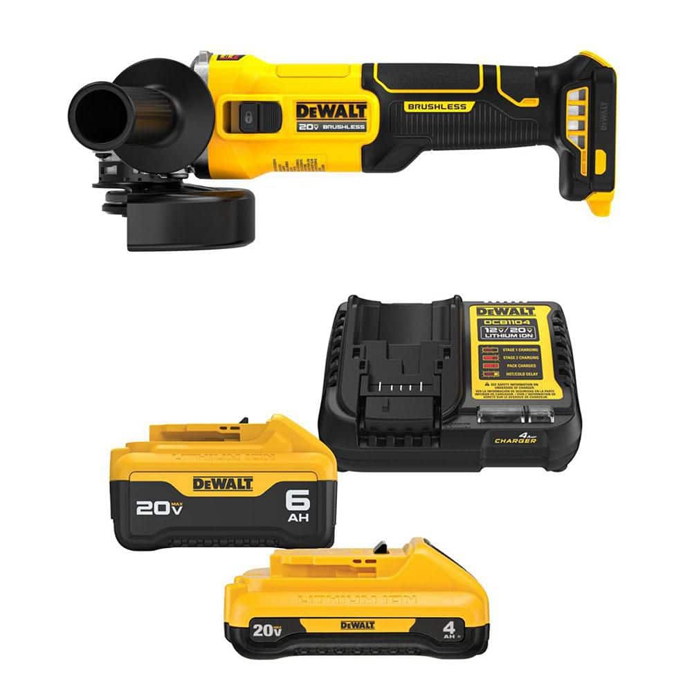 20V MAX Lithium-Ion Cordless Brushless 4-1/2 in. Angle Grinder with Slide Switch with 6Ah and 4Ah Batteries and Charger price history on PriceWatchPro