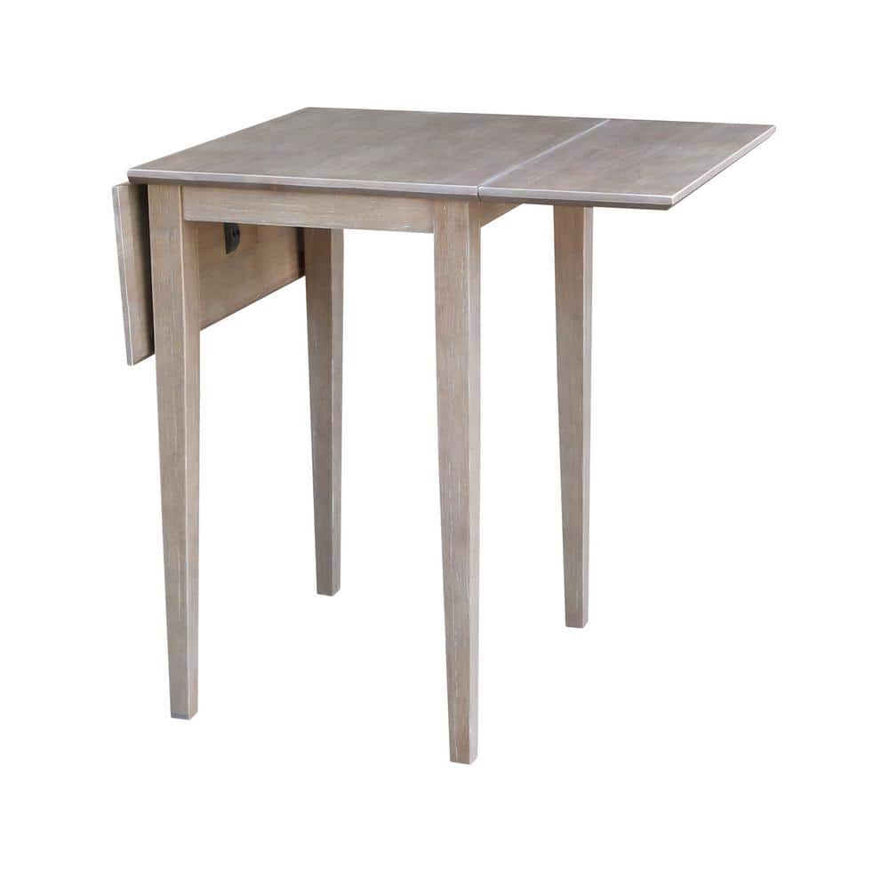 Elegant Washed Gray Taupe Solid Wood Extendable Dropleaf Dining Table