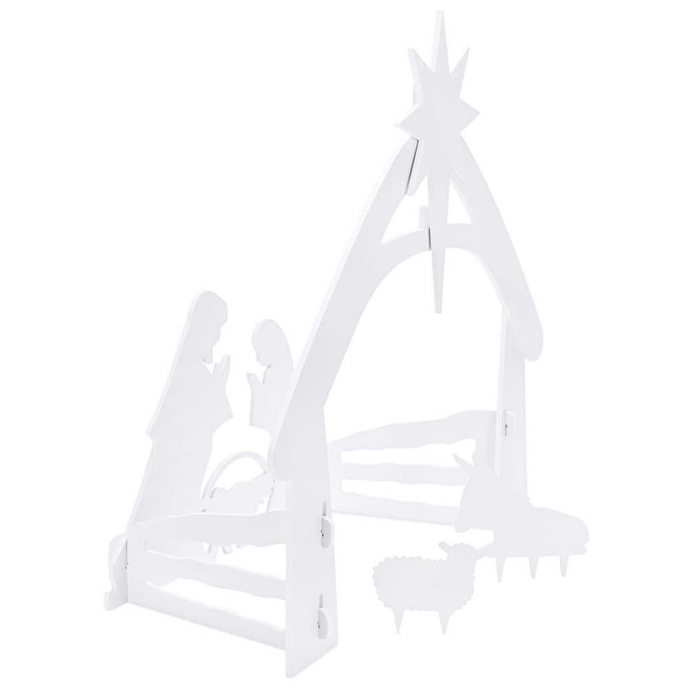 White PVC Outdoor Nativity Scene Christmas Decoration