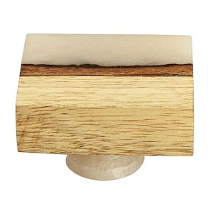 Frosted Straight Timber 1-7/11 in. White Resin Straight Cabinet Knob