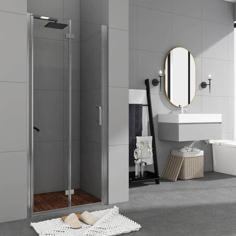 30" x 72" Chrome Semi-Frameless Bi-Fold Shower Door with Clear Glass
