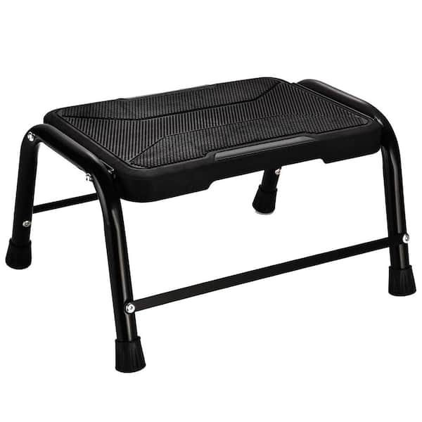 Unbranded 2 Step Lightweight Non-Slip Black Metal Step Stool with Rubber Feet Holds Up to 300 lbs. for Bedroom Kitchen Bathroom