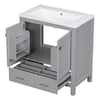 Magic Home 30 in. Multifunctional Modular Freestanding Storage Gray Bathroom Vanity Cabinet with White Caremic Sink Top, Drawer SLX-LUS3319A255