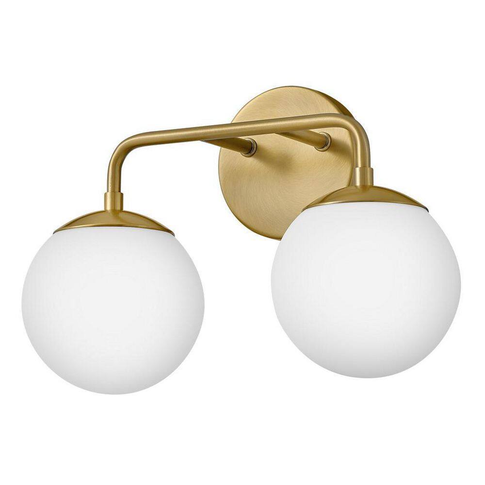 Lacquered Brass 2-Light Vanity with Etched Opal Glass Shades