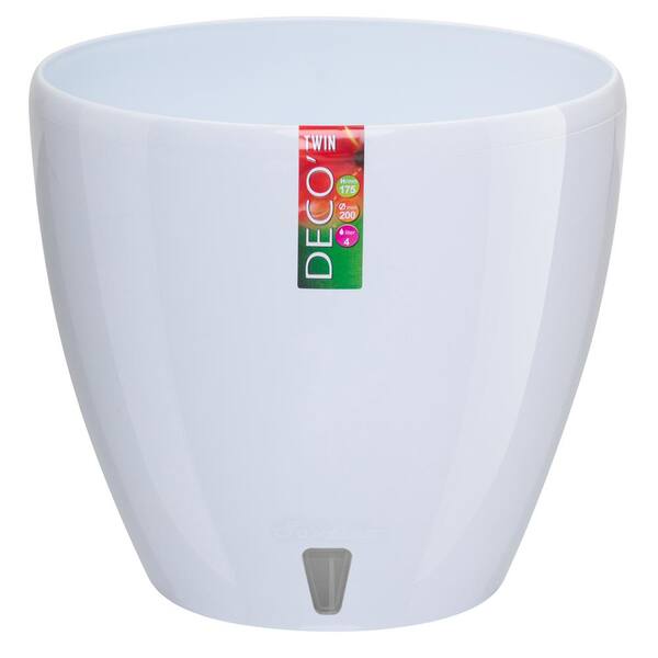 SANTINO DECO 7.9 in. White Plastic Self Watering Planter