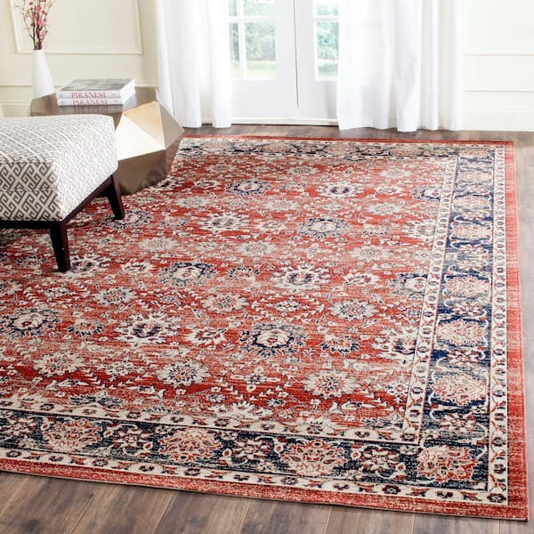 Artisan Rust/Navy 8 ft. x 10 ft. Border Area Rug