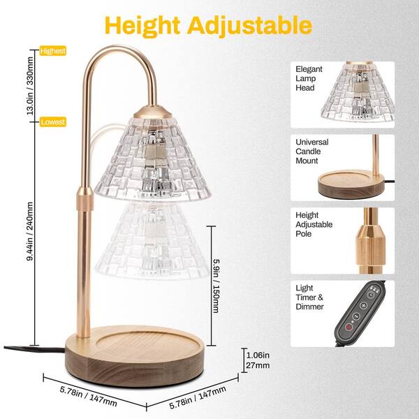 Dropship RAINBEAN Candle Warmer Lamp With Timer And Dimmer, Height Adjustable Electric Candle Lamp Warmer For Jar Scented Candles Dimmable Candle Melter To Sell Online At A Lower Price