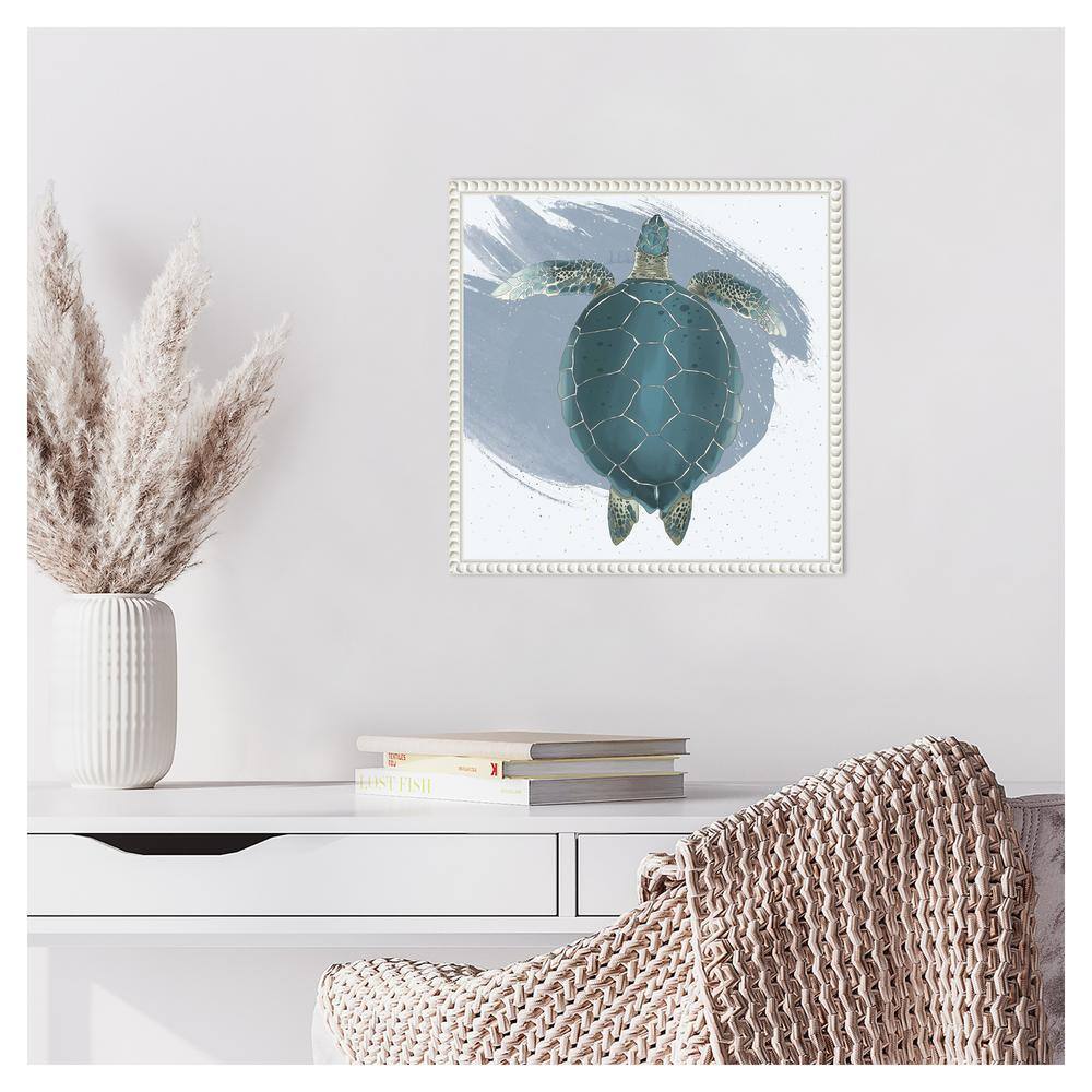 Sea Turtle Beaded Framed Canvas Wall Art