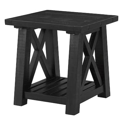 Bolton 24 in. Black Stain Rectangular Solid Wood End Table