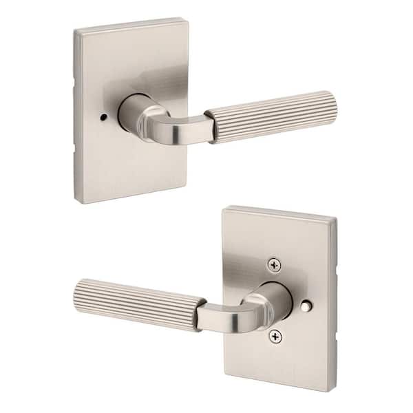 Mirada Satin Nickel Rectangle Bed/Bath Door Handle with Antimicrobial Technology