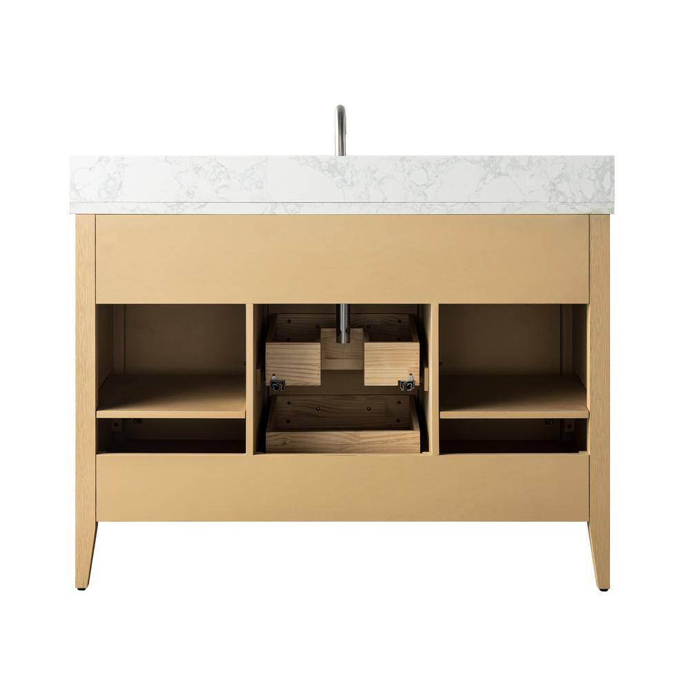 Natural Oak 48'' Single Bathroom Vanity with Marble Top