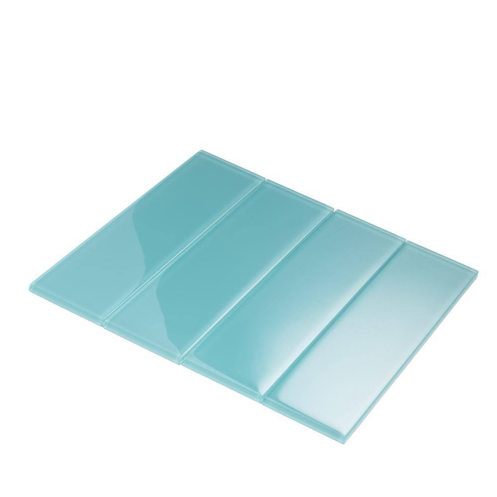 Turkish Blue 3x12 Polished Glass Subway Tile for Kitchen and Bathroom