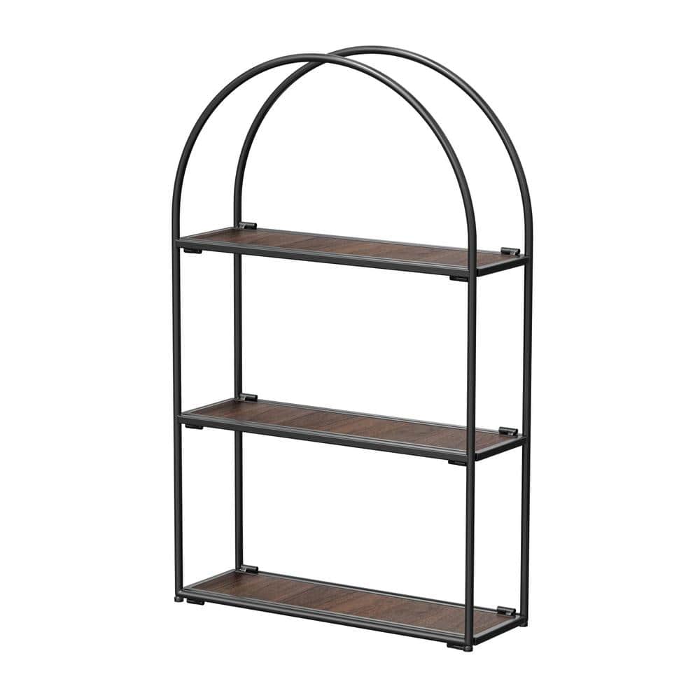 17.9 in. W x 6 in. D x 4.3 in. H in Black Assembled Floating Shelf, 3-Tier Decorative with Walnut Wood Shelf price history on PriceWatchPro