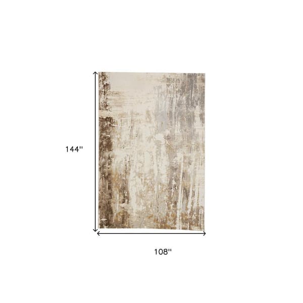 Tan and Ivory Abstract 9 ft. x 12 ft. Area Rug