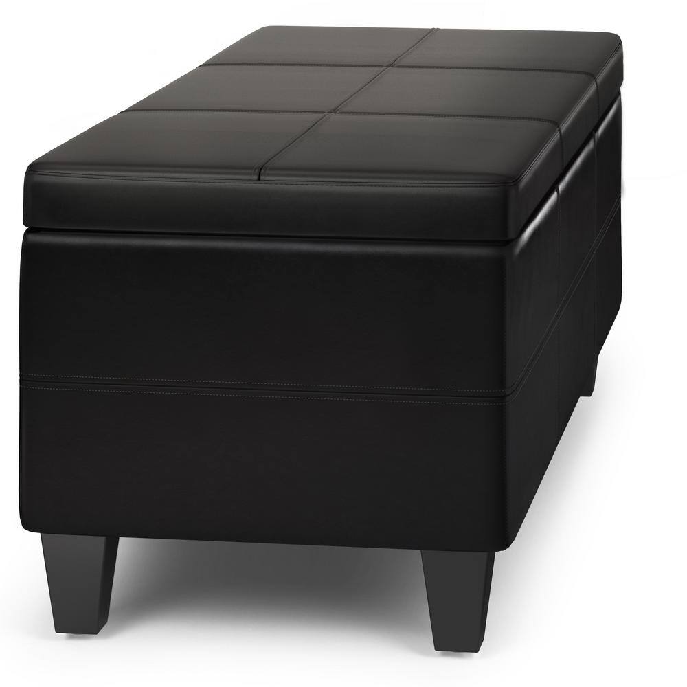 Afton 48" Brown Faux Leather Storage Ottoman Bench