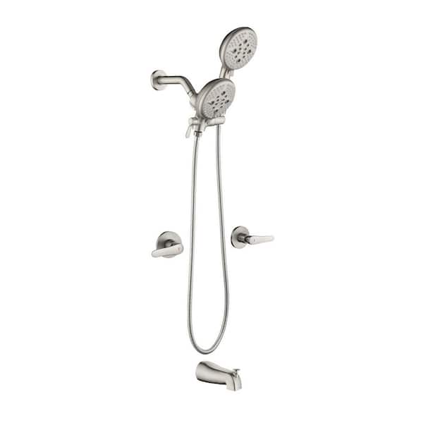 Rain 2-Handle 5-Spray Tub Shower Faucet 1.8 GPM with Pressure Balance in Brushed Nickel (Valve Included)