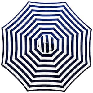 9 ft. 8-Ribs Polyester Replacement Canopy Market Umbrella Cover in Blue and White