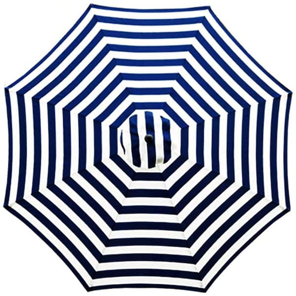 9 ft. 8-Ribs Polyester Replacement Canopy Market Umbrella Cover in Blue and White