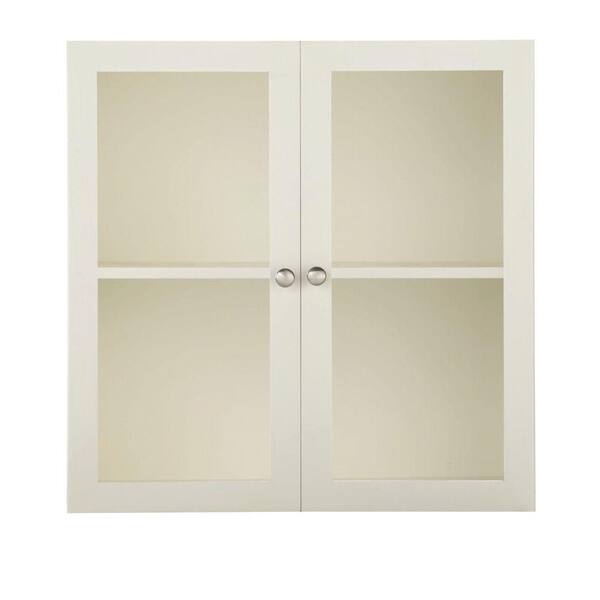 Home Decorators Collection Baxter 24 in. H x 12 in. W White Glass Doors (Set of 2)