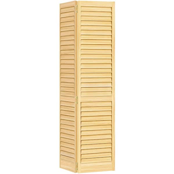 28 in. x 80 in. Plantation Full Louver Solid Core Unfinished Wood Interior Closet Bi-Fold Door