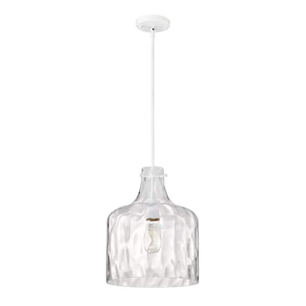 Daelan 12 in. 1-Light Indoor White Finish Pendant Light