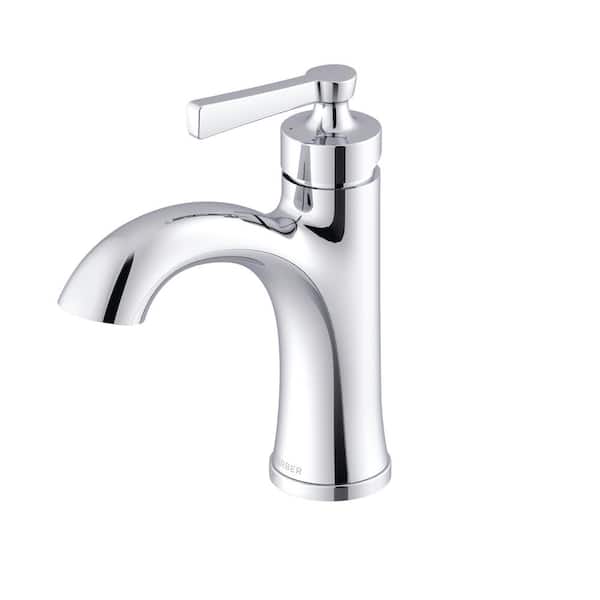 Northerly Single Handle Single Hole Bathroom Faucet with Deckplate Included and Touch Down Drain Included in Chrome