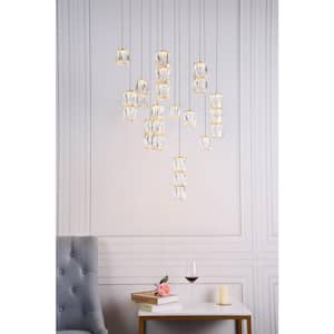 Timeless Home 24 in. L x 24 in. W x 9.2 in. H 72-Watt Integrated LED Gold Contemporary Chandelier