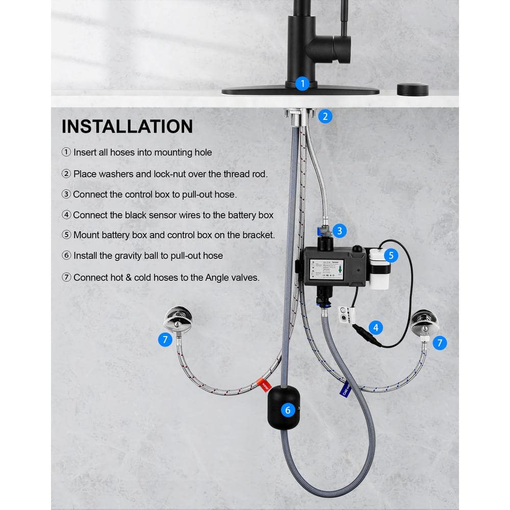 Matte Black Touchless Pull-Down Sprayer Kitchen Faucet with Sensor