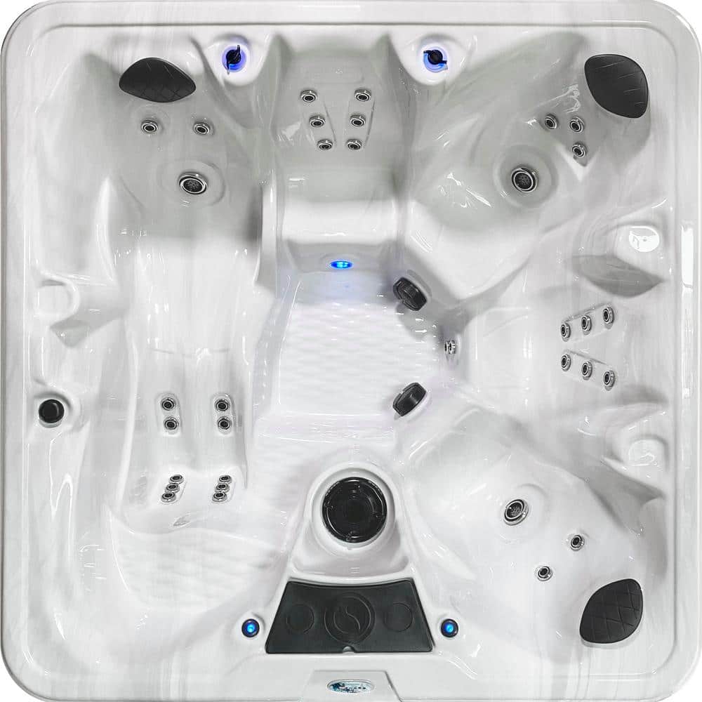 Espresso 6-Person Square Acrylic Hot Tub with 34 Jets and Ice Bucket