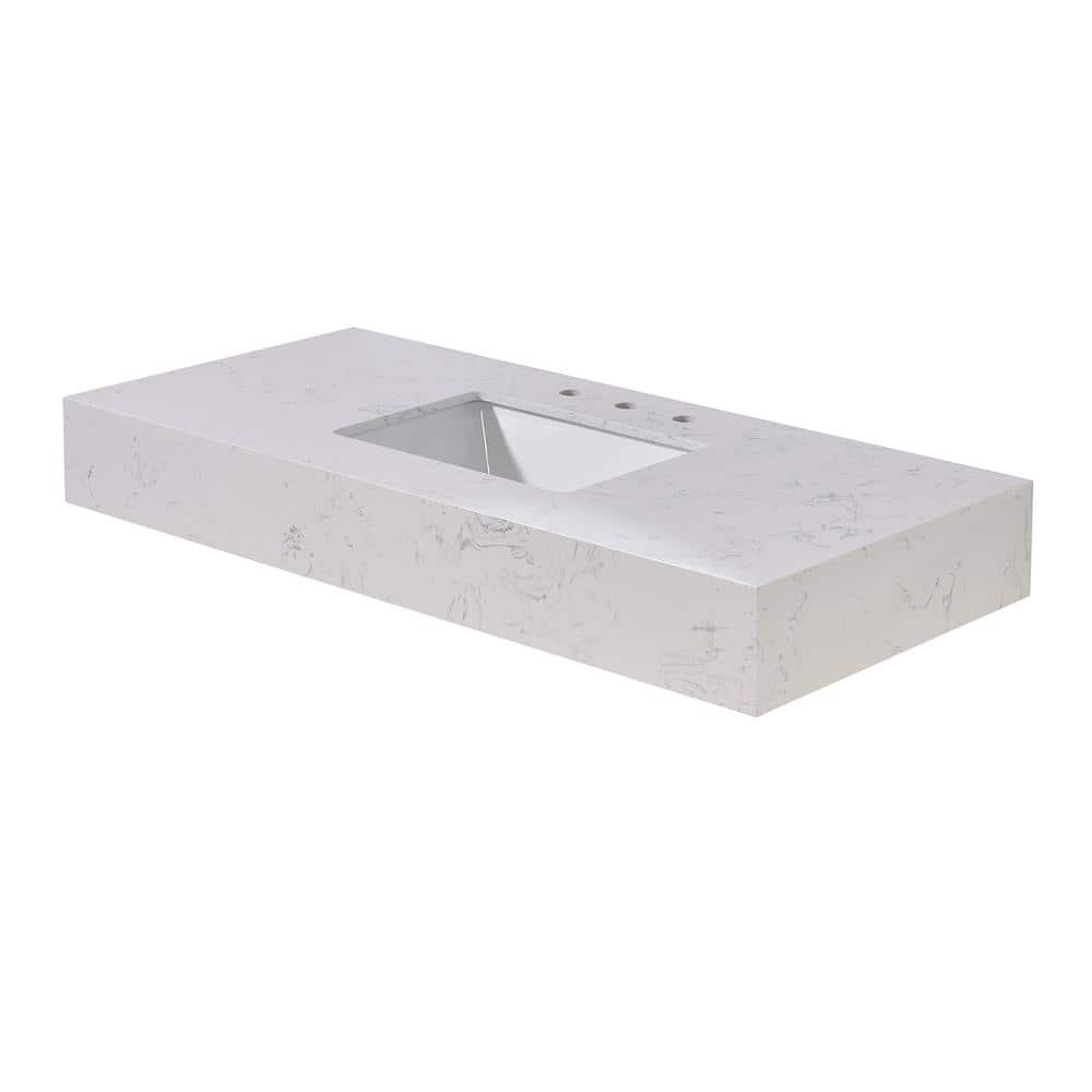 48" Aosta White Composite Stone Vanity Top with Sink
