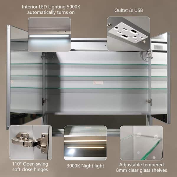 Creative LDF Wall Mounted Smart Lighting Bathroom Mirror Cabinet