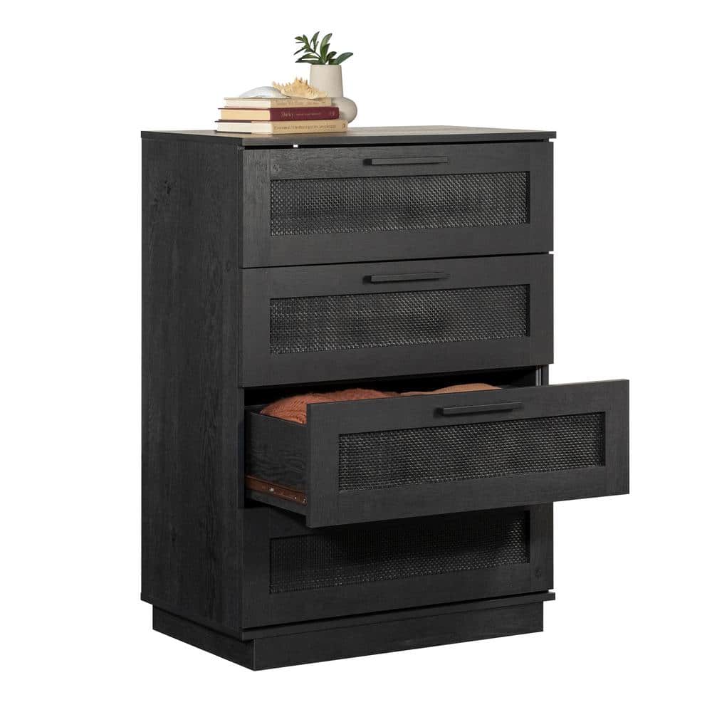 Raven Oak Black Coastal 4-Drawer Vertical Dresser