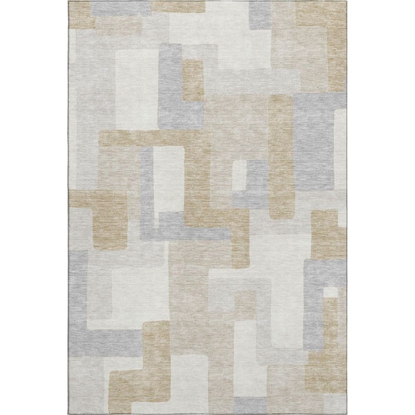 Addison Rugs Mayfield Premium Machine Washable Abstract AMF955 Ivory 3 ft. x 5 ft. Area Rug
