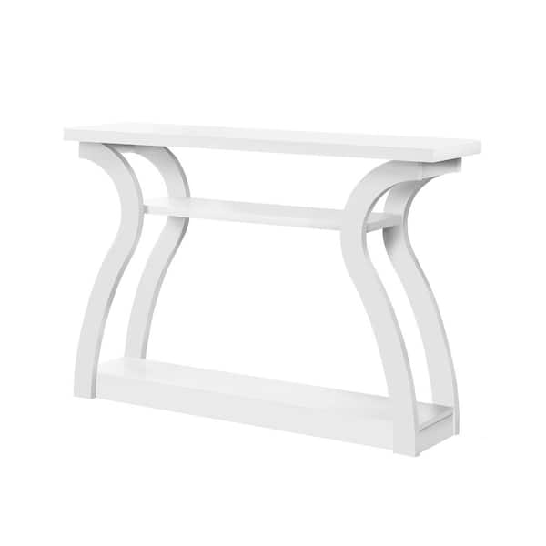 Jasmine 48 in. White Standard Half-Circle Wood Console Table with Storage