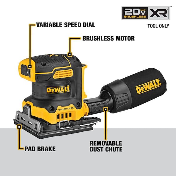 20V MAX XR Lithium-Ion Cordless Brushless 1/4 Sheet Variable Speed Sander with Premium Lithium-Ion 6.0Ah Battery Pack