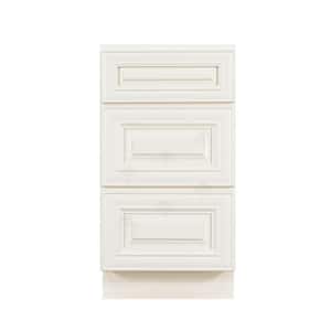 Princeton Assembled 15 in. x 34.5 in. x 24 in. Base Cabinet with 3-Drawers in Off-White