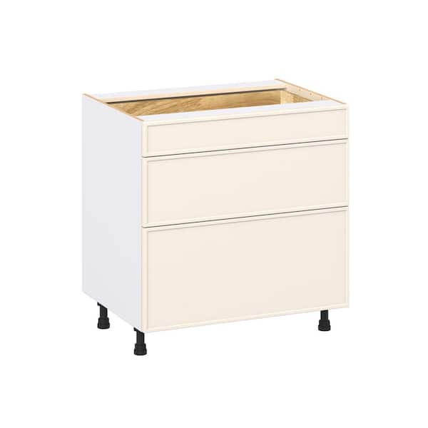 Fairview 33 in. Wx24 in. D x 34.5 in. H Assembled Slim Shaker Drawer Base Kitchen Cabinet in Washed Linen with 3-Drawers