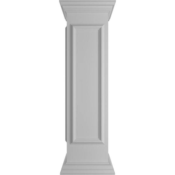 Ekena Millwork End 48 in. x 12 in. White Box Newel Post with Panel, Flat Capital and Base Trim (Installation Kit Included)