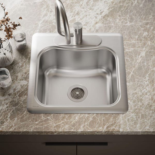 Staccato 18-Gauge Stainless Steel 20 in. 3-Hole Drop-in Bar Sink