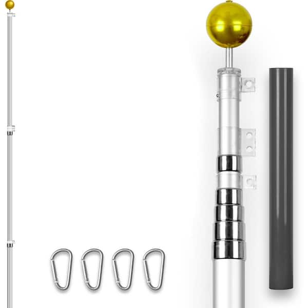 G128 20 ft. Aluminum Telescoping Flagpole with Golden Ball