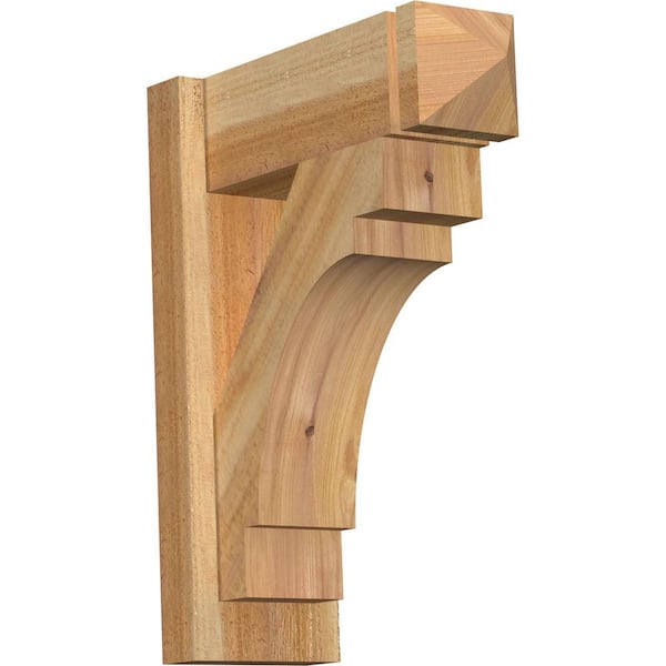 Ekena Millwork 6 in. x 20 in. x 16 in. Western Red Cedar Merced Arts and Crafts Rough Sawn Outlooker